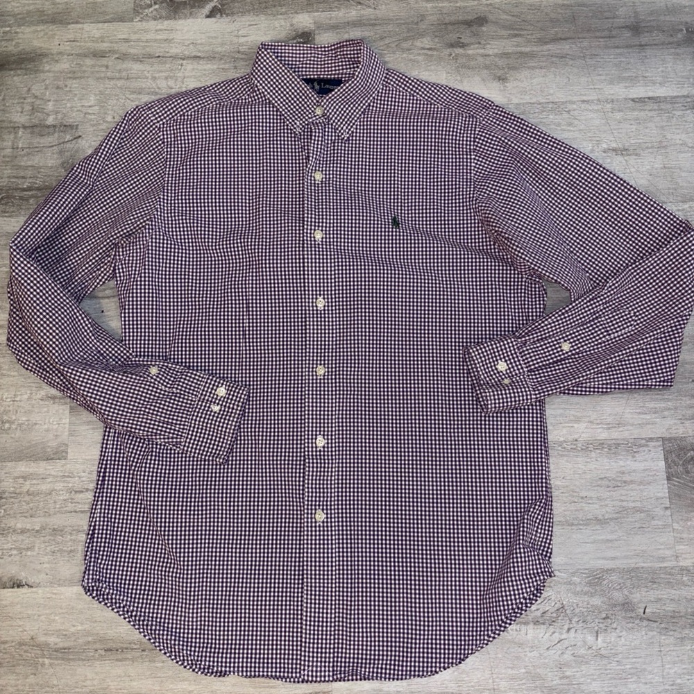 Ralph Lauren Men’s Sz M 15 1/2 Purple plaid button down casual shirt